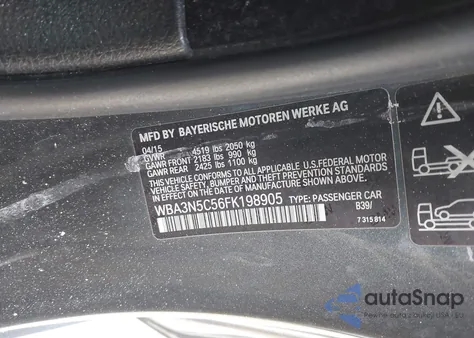 2015 BMW 428I xDrive z USA, uszkodzony, nr VIN WBA3N5C56FK198905